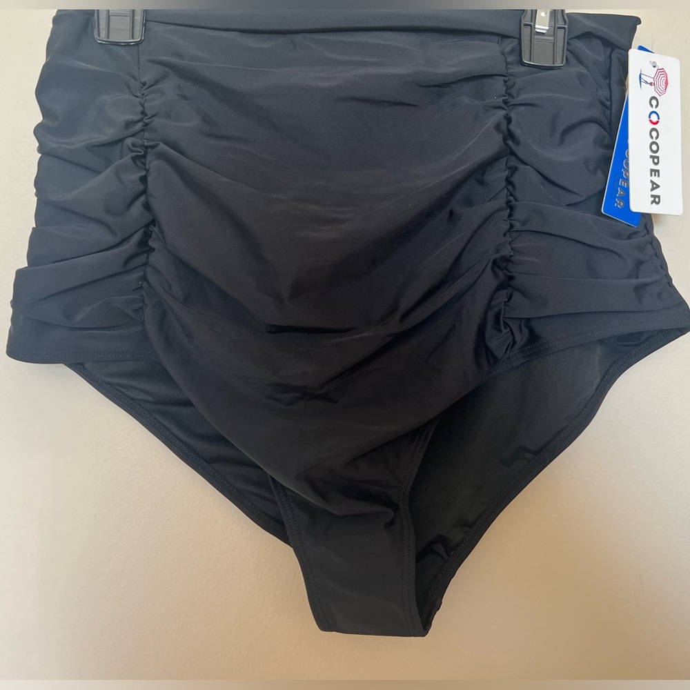 Cocopear black ruched swim bottom‎ panty separate women’s 2X plus swimwear new